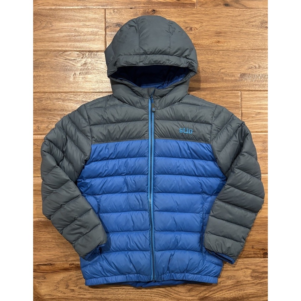 Stio Hometown Down Hooded Jacket Youth Kids Size 14 Blue Excellent